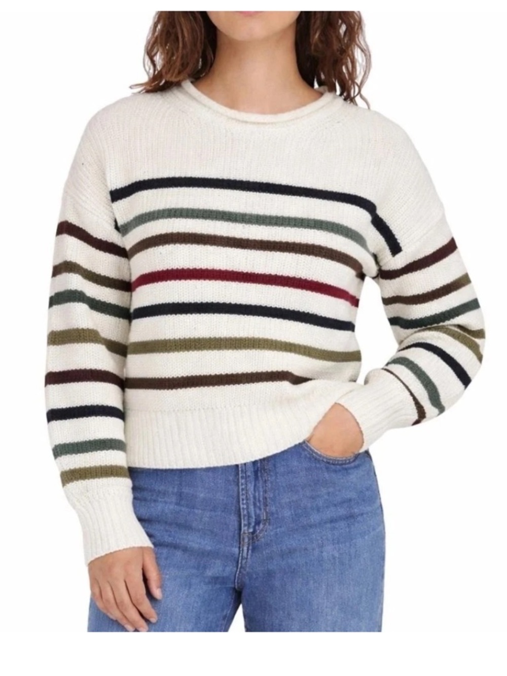 GAP Roll Neck Relaxed Stripe Shaker-Stitch
Sweater In Multi Stripe Sz Small NWT